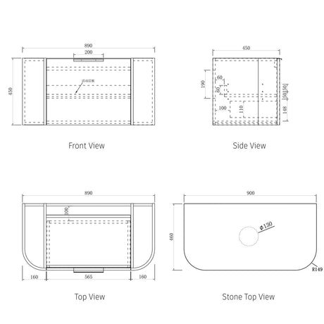Burleigh vanity 900-drawing