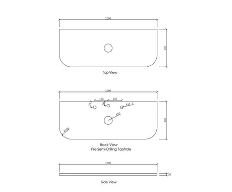 Burleigh wall hung vanity Stone cut 1200