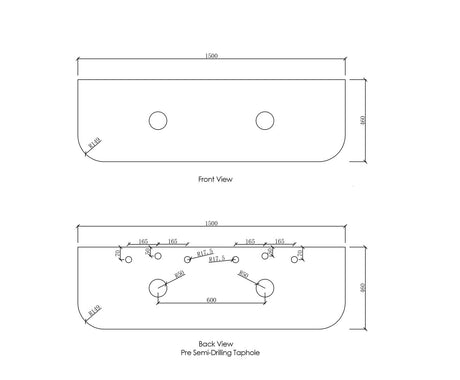 Burleigh wall hung vanity Stone cut 1500
