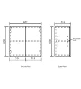 Byron Natural Oak Laundry Wall Cabinet (632x328x600) Drawing