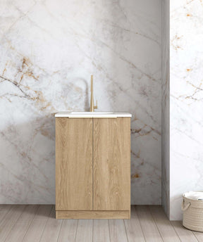 Byron Natural Oak Mini Laundry Cabinet with Stone Top Set 650x600x900mm (Style A)