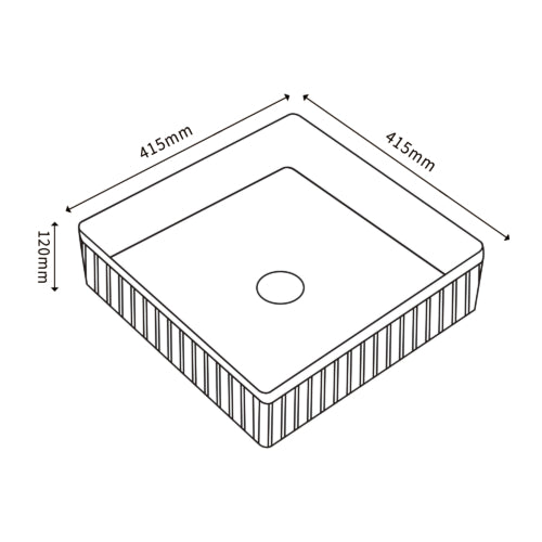 POS Fluted Gloss White/Matte White Basin (Square: 360x360x115)
