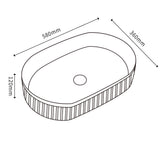 POS Fluted Gloss/Matte White Basin (Oval: 580x360x120)