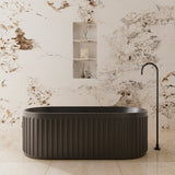 Cascade Solid Surface Stone Bathtub with Overflow (Matte Black) (1700mm)