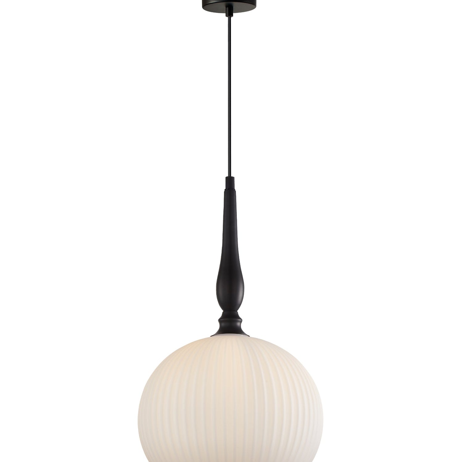 CALIZ: Interior Frosted Wine Glass Ribbed with Brass / Black Pendant Lights