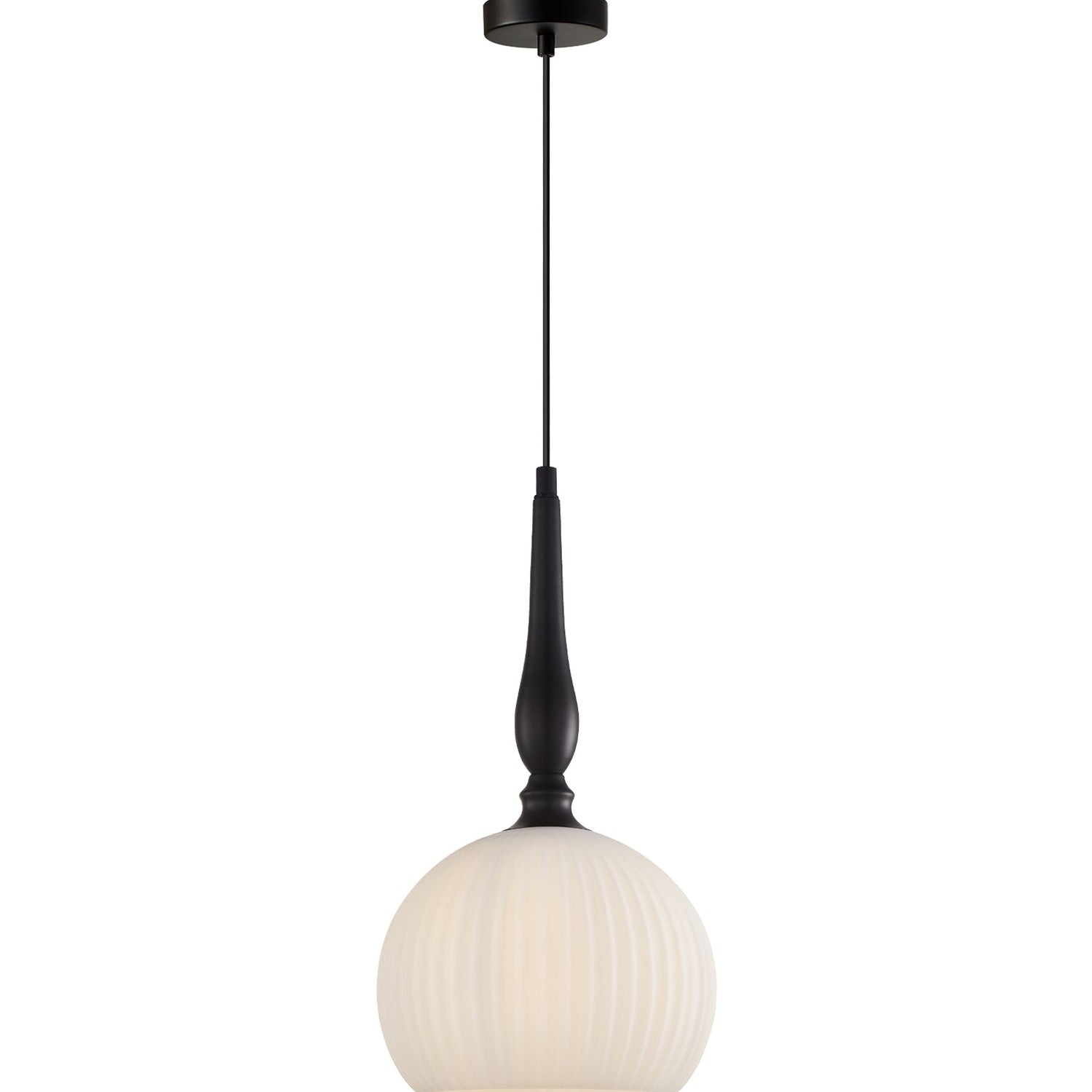 CALIZ: Interior Frosted Wine Glass Ribbed with Brass / Black Pendant Lights