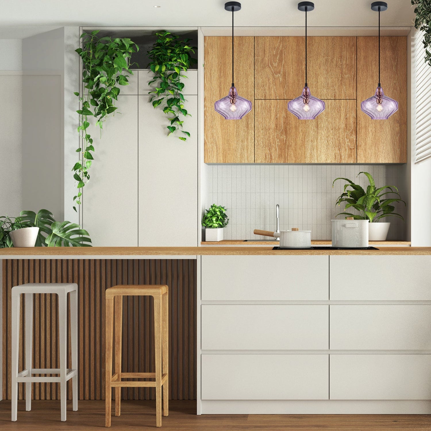 CAMPANA: Interior Wine Glass Shape Ribbed Pendant Lights