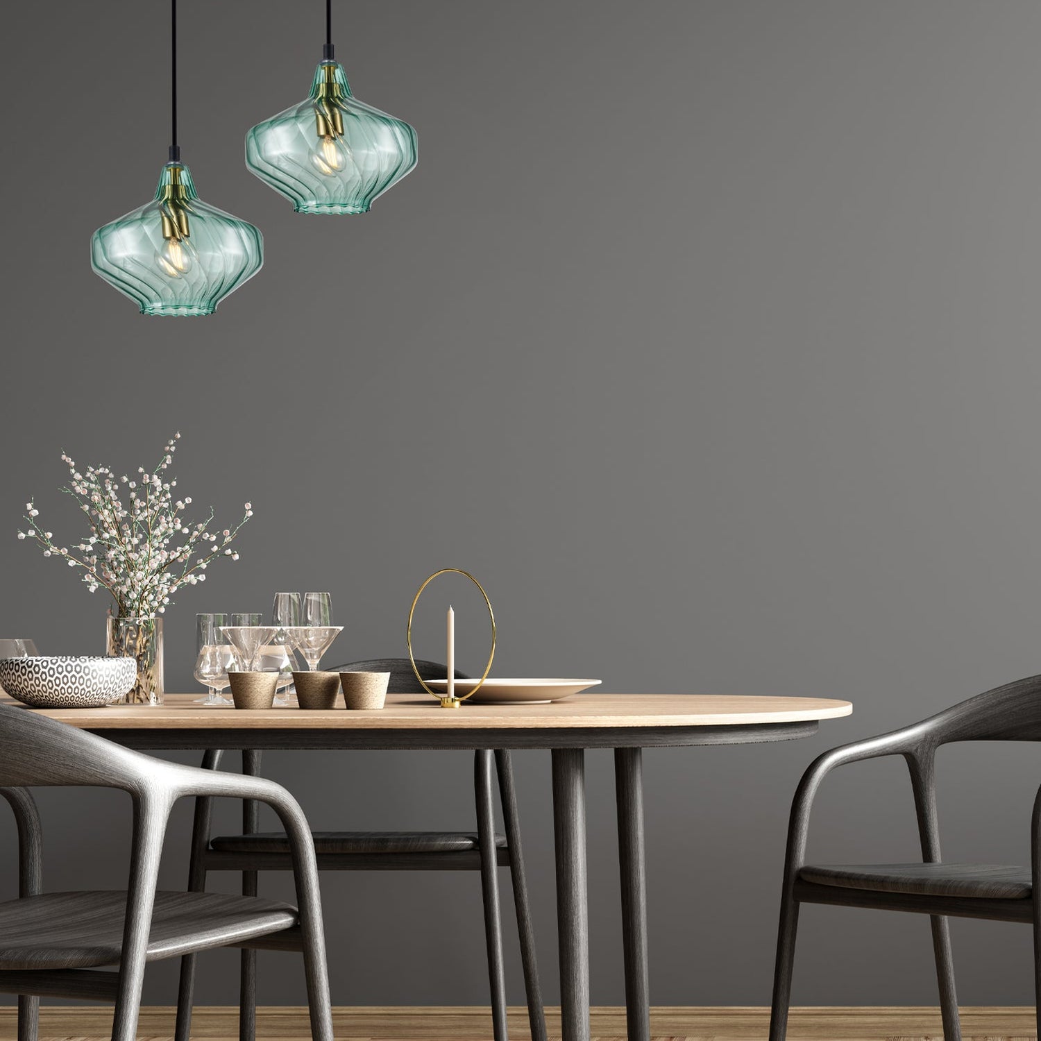 CAMPANA: Interior Wine Glass Shape Ribbed Pendant Lights