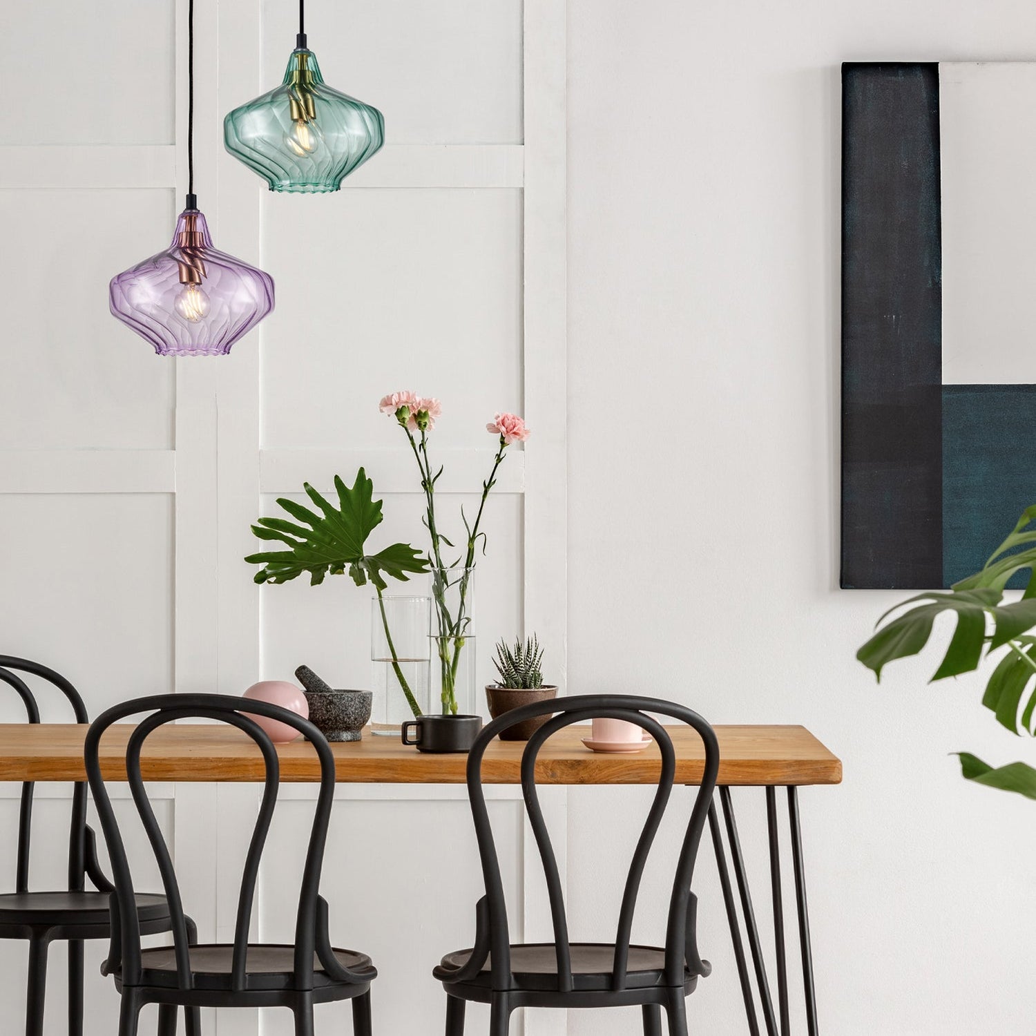 CAMPANA: Interior Wine Glass Shape Ribbed Pendant Lights