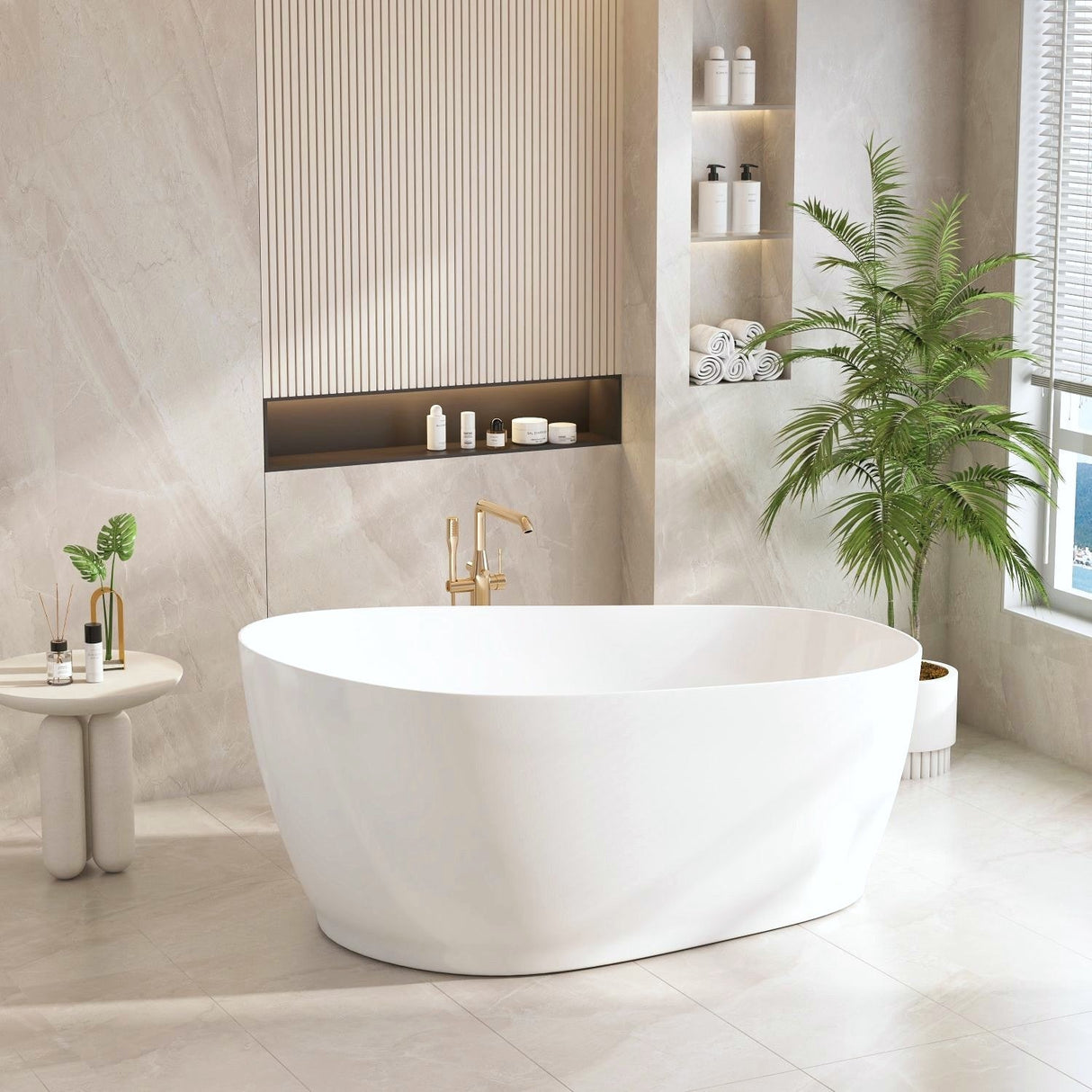 CANNES Matte White Free-Standing Bathtub Overflow 1500mm