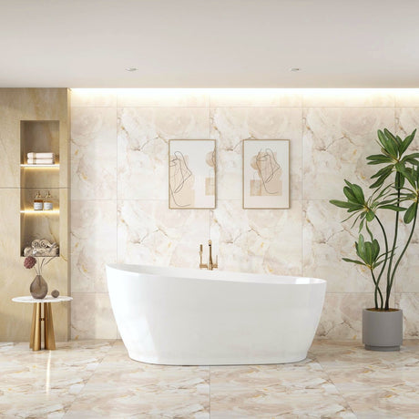 CANNES Matte White Free-Standing Bathtub Overflow 1500mm