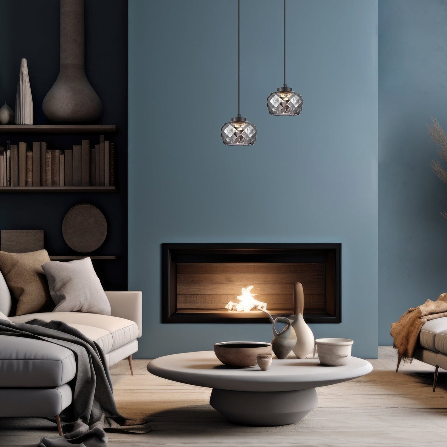 CARAMELLE: Interior LED Tri-CCT Glass with Segments Ellipse Pendant Lights