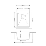 CARYSIL Black Single Bowl Granite Kitchen Sink (370x460x200mm)