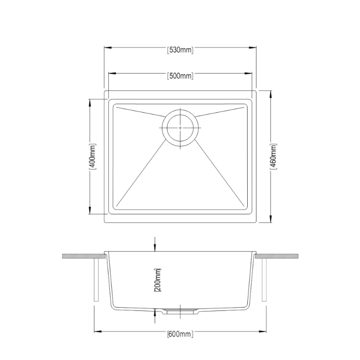 CARYSIL Black Single Bowl Granite Kitchen Sink (530x460x200)