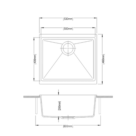 CARYSIL Black Single Bowl Granite Kitchen Sink (530x460x200)