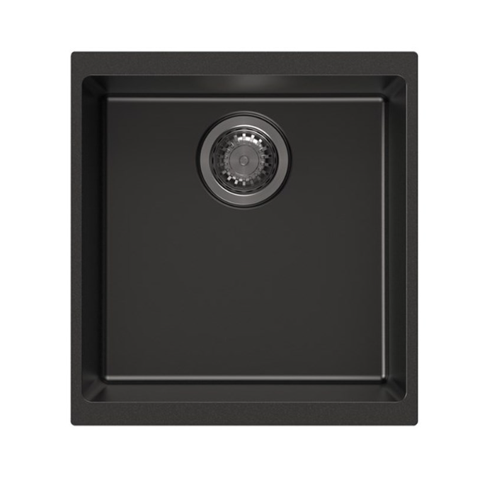 CARYSIL Black Single Bowl Granite Top/Flush/Under Mount (430 x 460 x 200mm)