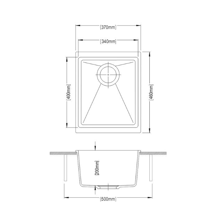 CARYSIL White Single Bowl Granite Kitchen Sink (370x460x200)