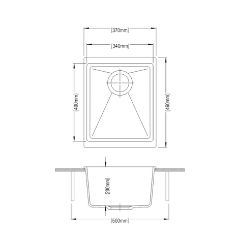 CARYSIL White Single Bowl Granite Kitchen Sink (370x460x200)