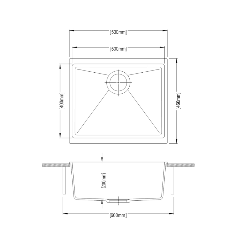 CARYSIL White Single Bowl Granite Kitchen Sink (530x460x200)