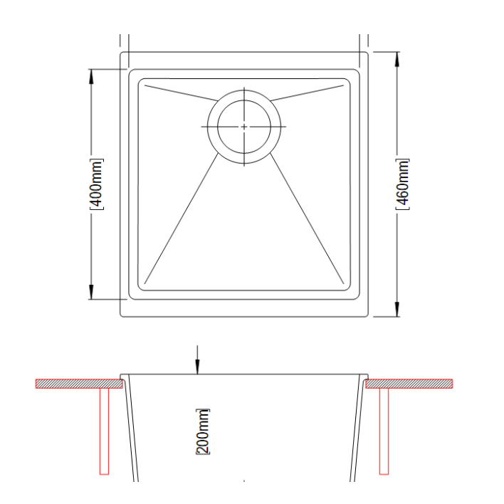 CARYSIL White Single Bowl Granite Top/Flush/Under Mount (430 x 460 x 200mm)