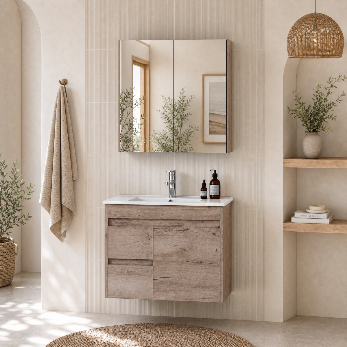 YORK Slim Wall Hung Vanity Max Oak (All Sizes)