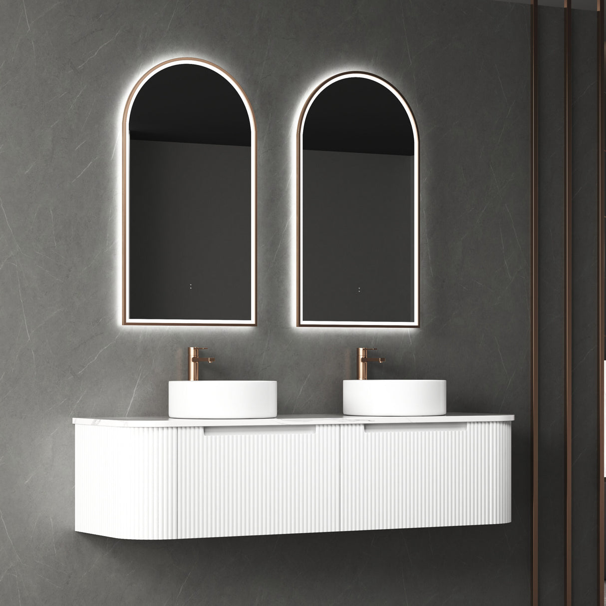 PETRA MARK II Wall Hung Curve Vanity Matte White (All Sizes)