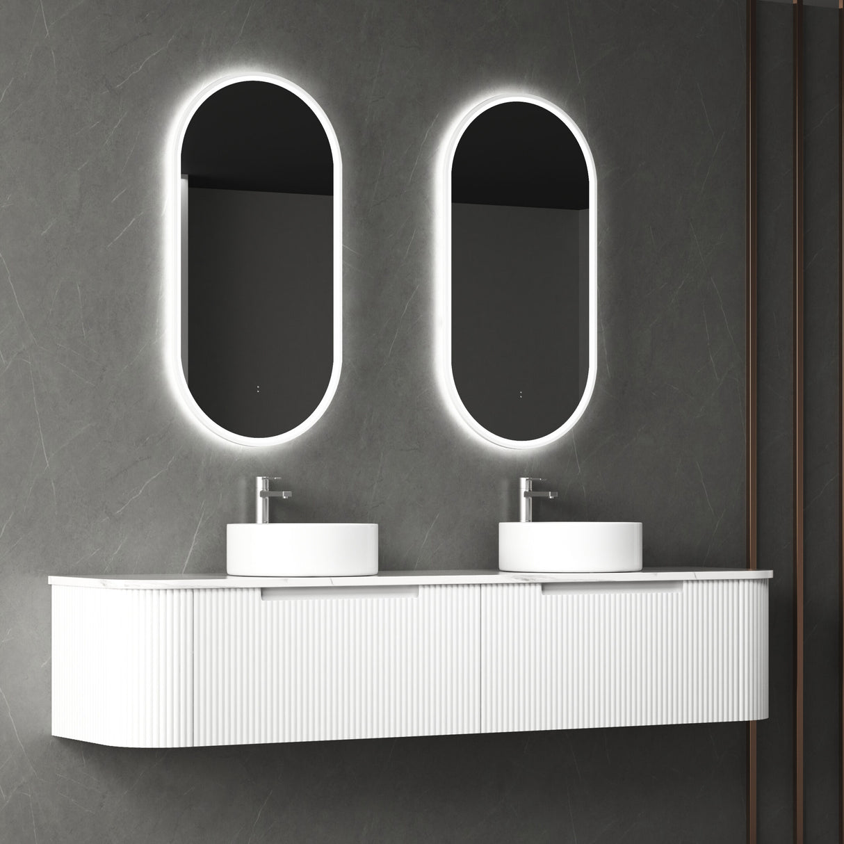 PETRA MARK II Wall Hung Curve Vanity Matte White (All Sizes)