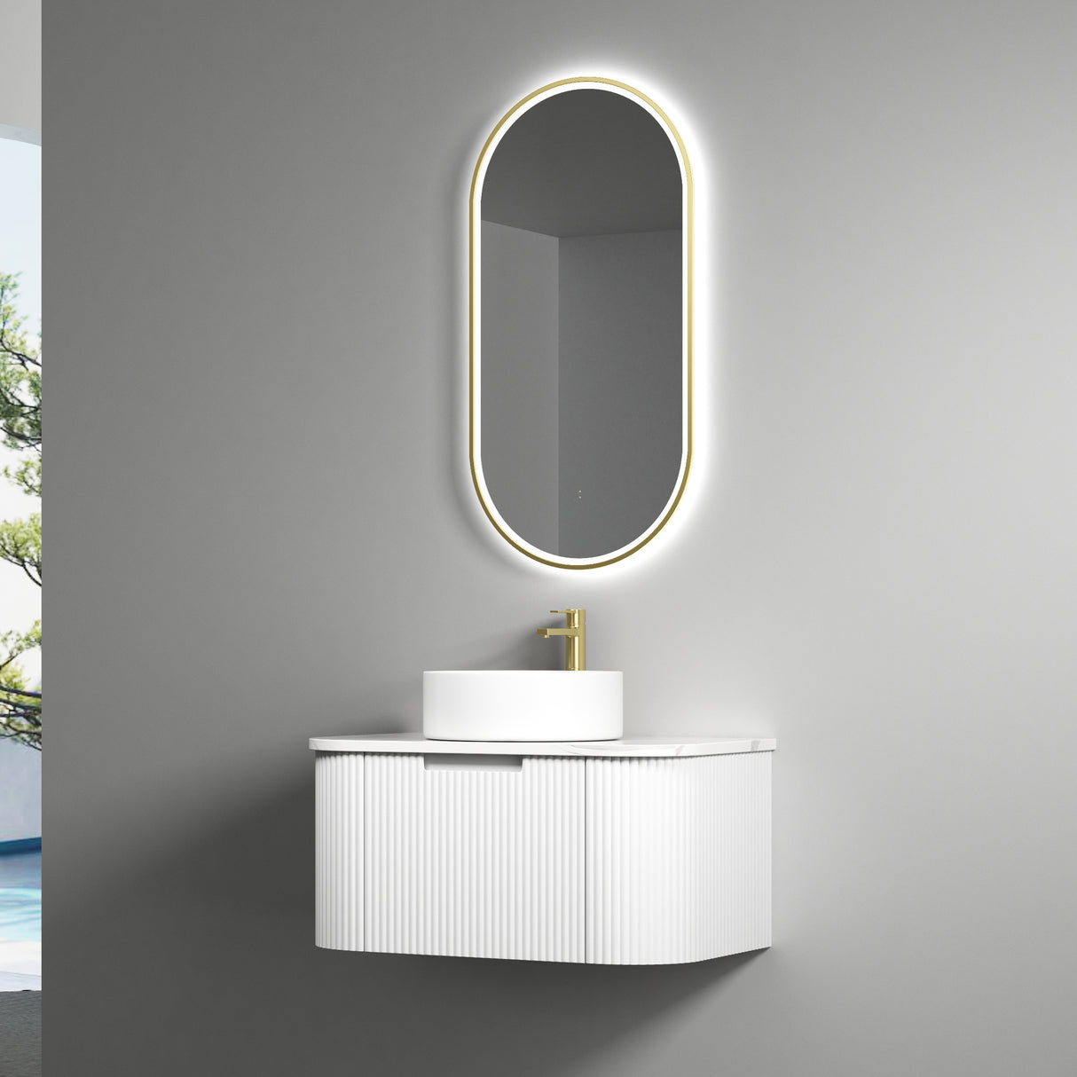PETRA MARK II Wall Hung Curve Vanity Matte White (All Sizes)