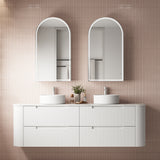 CURVA Wall Hung Fluted Curved Vanity Matte White (All Sizes)