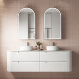 CURVA Wall Hung Fluted Curved Vanity Matte White (All Sizes)