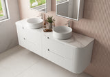 CURVA Wall Hung Fluted Curved Vanity Matte White (All Sizes)