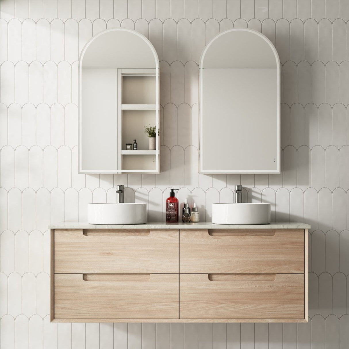 AINSLEY Wall Hung Vanity Mia Oak (All Sizes)