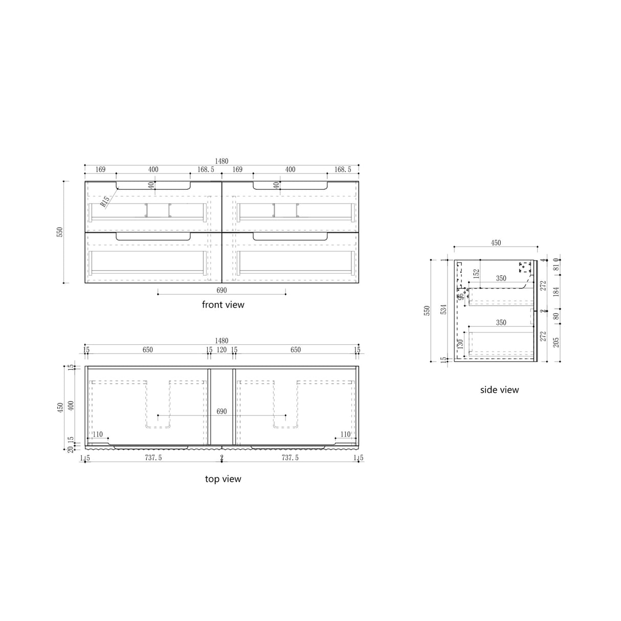 Lovina Tier Wall Hung Vanity Harvest Oak (All Sizes)