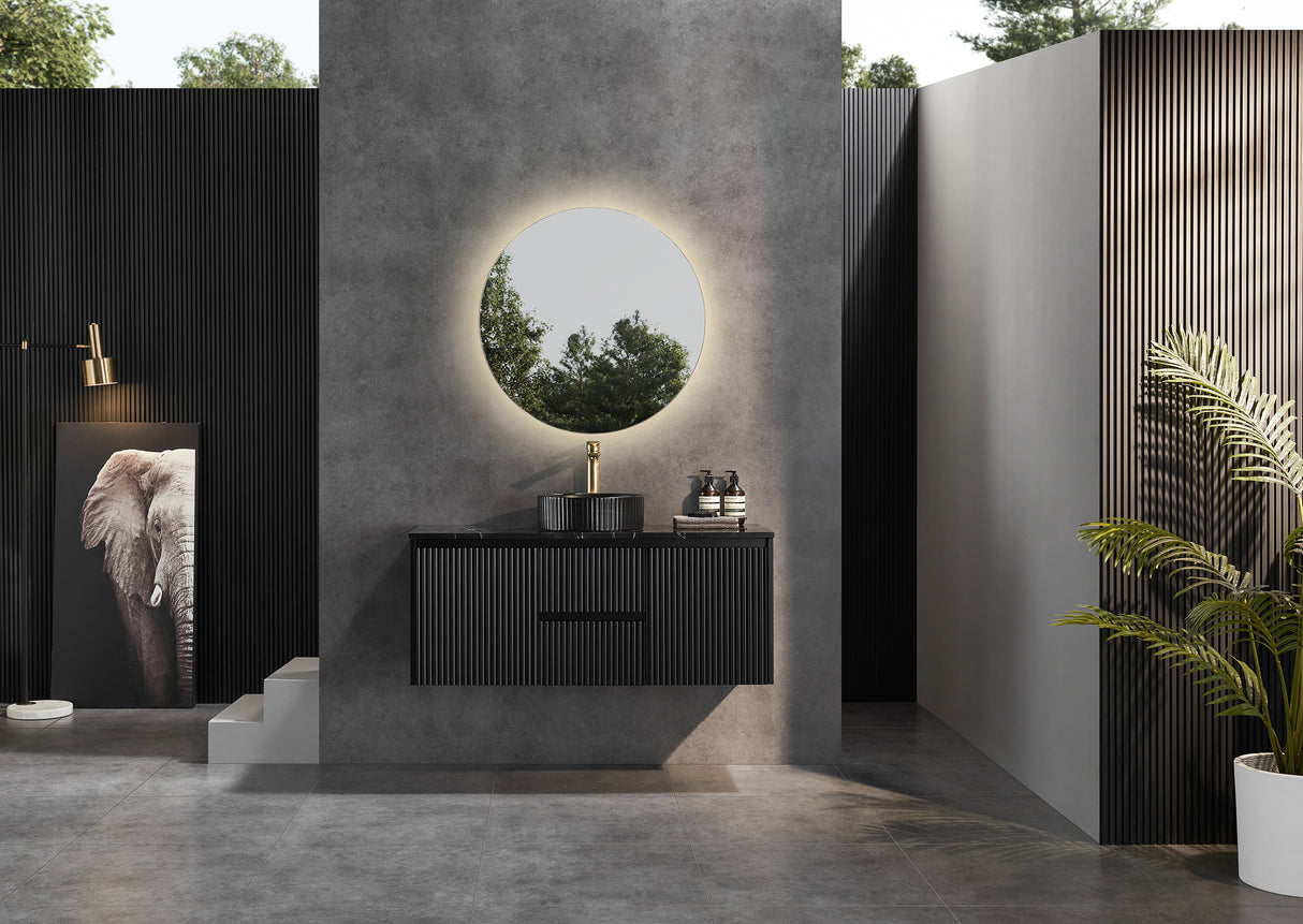 Brindabella Wall Hung Vanity (Middle Drawer) 1200mm (Single/Double Bowl) (Matte Black)