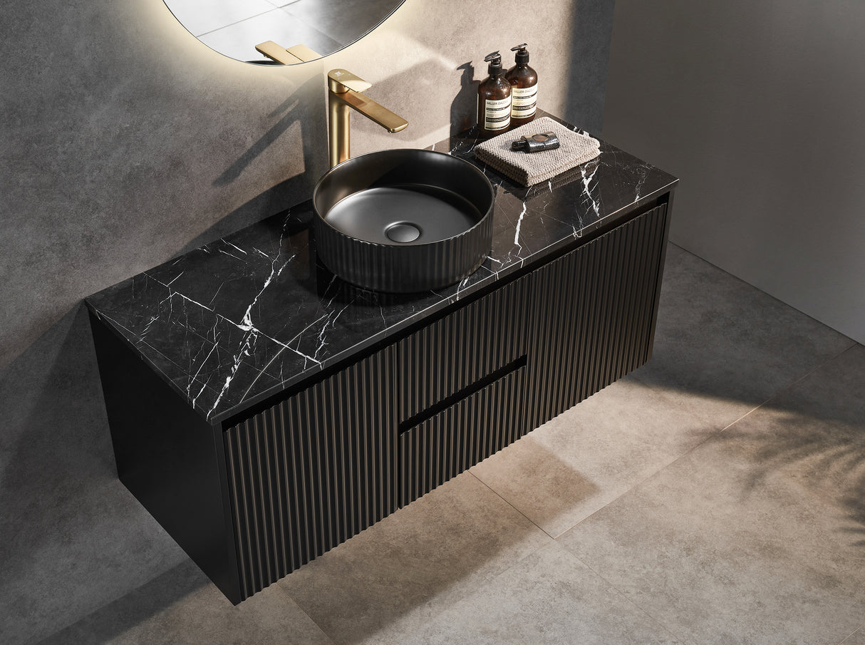 Brindabella Wall Hung Vanity (Middle Drawer) 1200mm (Single/Double Bowl) (Matte Black)