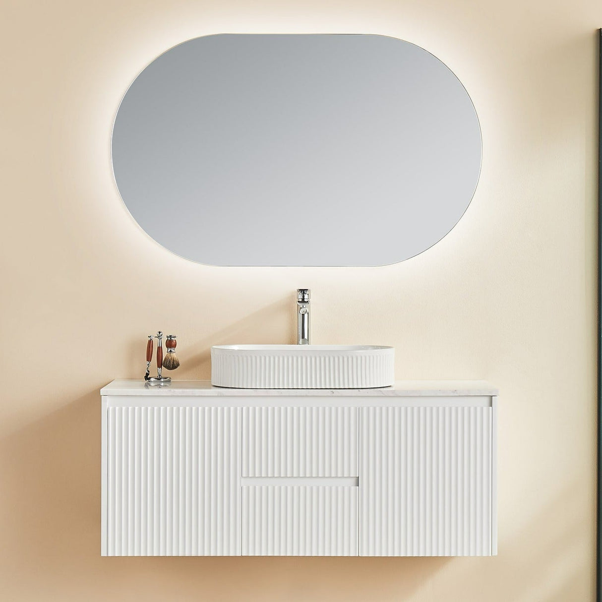Brindabella Wall Hung PVC Cabinet (Middle Drawer) 1200mm (Single/Double Bowl) (Matte White)