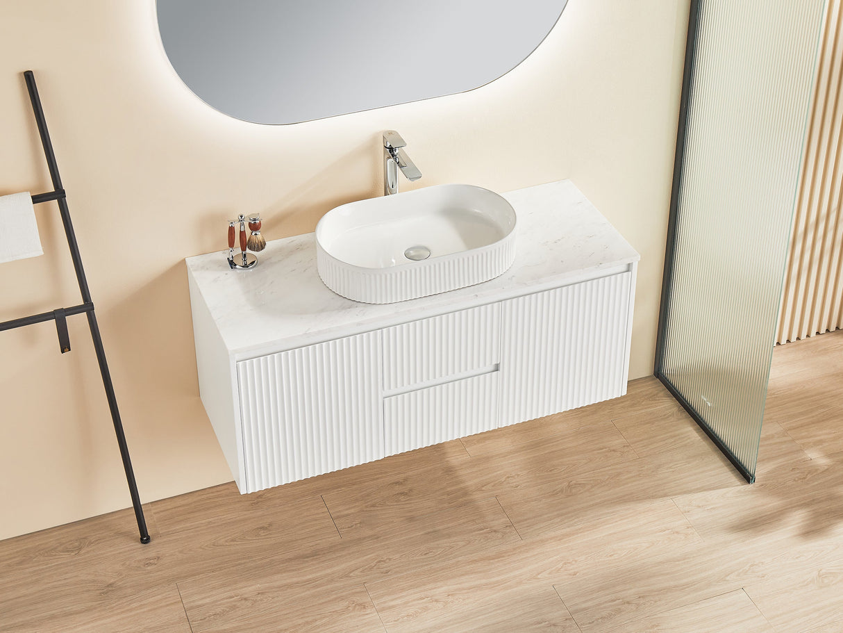 Brindabella Wall Hung PVC Cabinet (Middle Drawer) 1200mm (Single/Double Bowl) (Matte White)