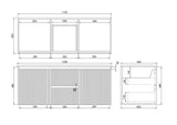 Brindabella Wall Hung Vanity (Middle Drawer) 1200mm (Single/Double Bowl) (Matte Black)