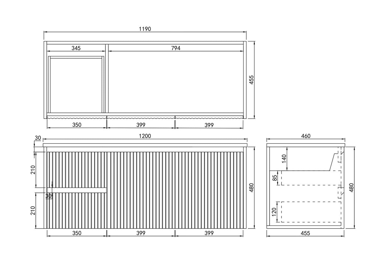 Brindabella Wall Hung PVC Cabinet 1200mm (Single Bowl) (Matte White)
