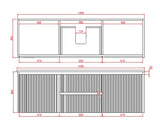 Brindabella Wall Hung Vanity (Middle Drawers) 1500mm (Single/Double Bowl) (Matte Black)