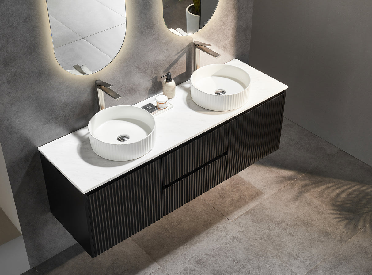 Brindabella Wall Hung Vanity (Middle Drawers) 1500mm (Single/Double Bowl) (Matte Black)