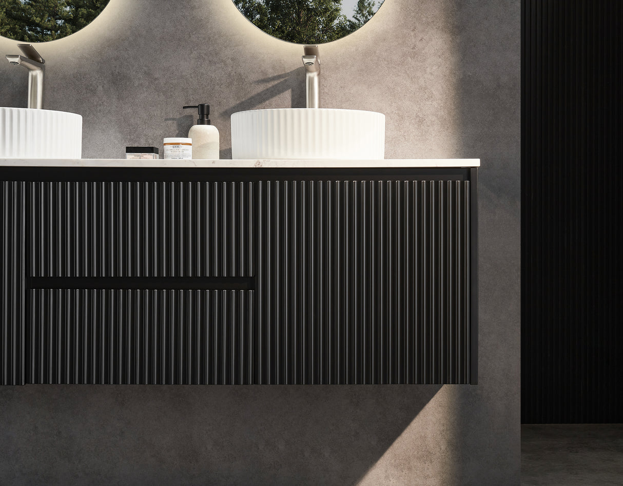 Brindabella Wall Hung Vanity (Middle Drawers) 1500mm (Single/Double Bowl) (Matte Black)
