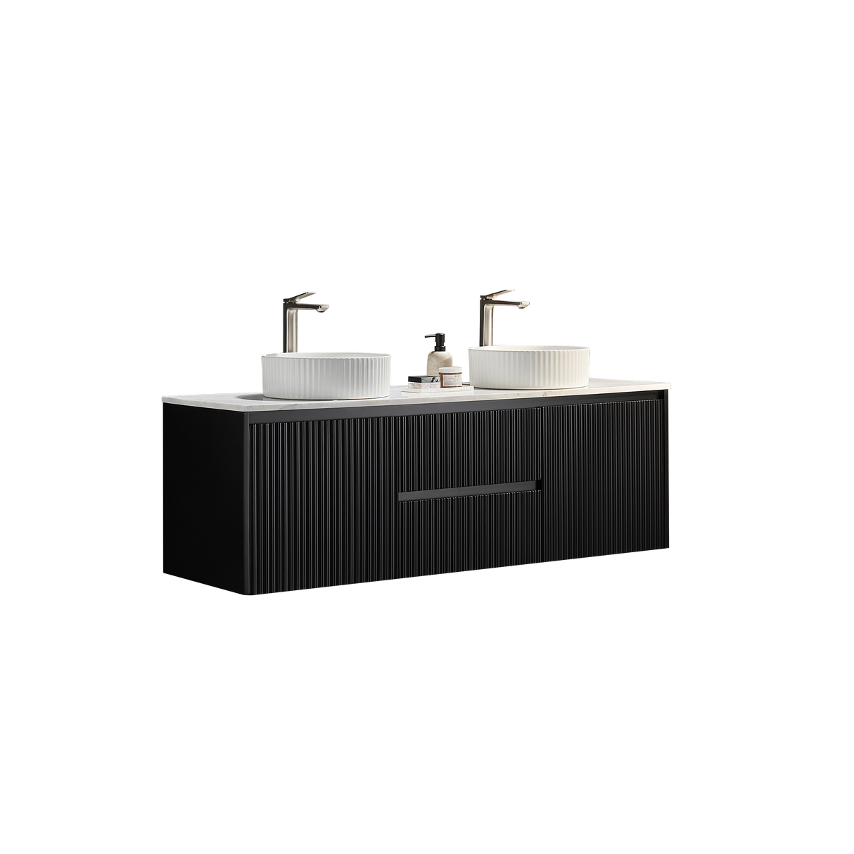 Brindabella Wall Hung Vanity (Middle Drawers) 1500mm (Single/Double Bowl) (Matte Black)