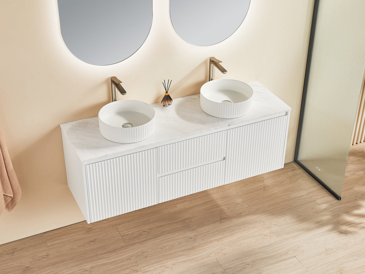 Brindabella Wall Hung PVC Cabinet (Middle Drawer) 1500mm (Single/Double Bowl) (Matte White)