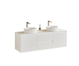 Brindabella Wall Hung PVC Cabinet (Middle Drawer) 1500mm (Single/Double Bowl) (Matte White)