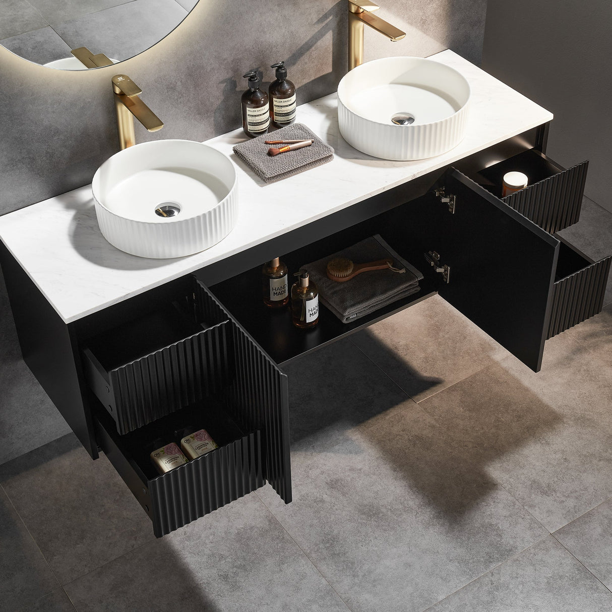 Brindabella Wall Hung PVC Cabinet 1500mm (Single/Double Bowl) (Matte Black)