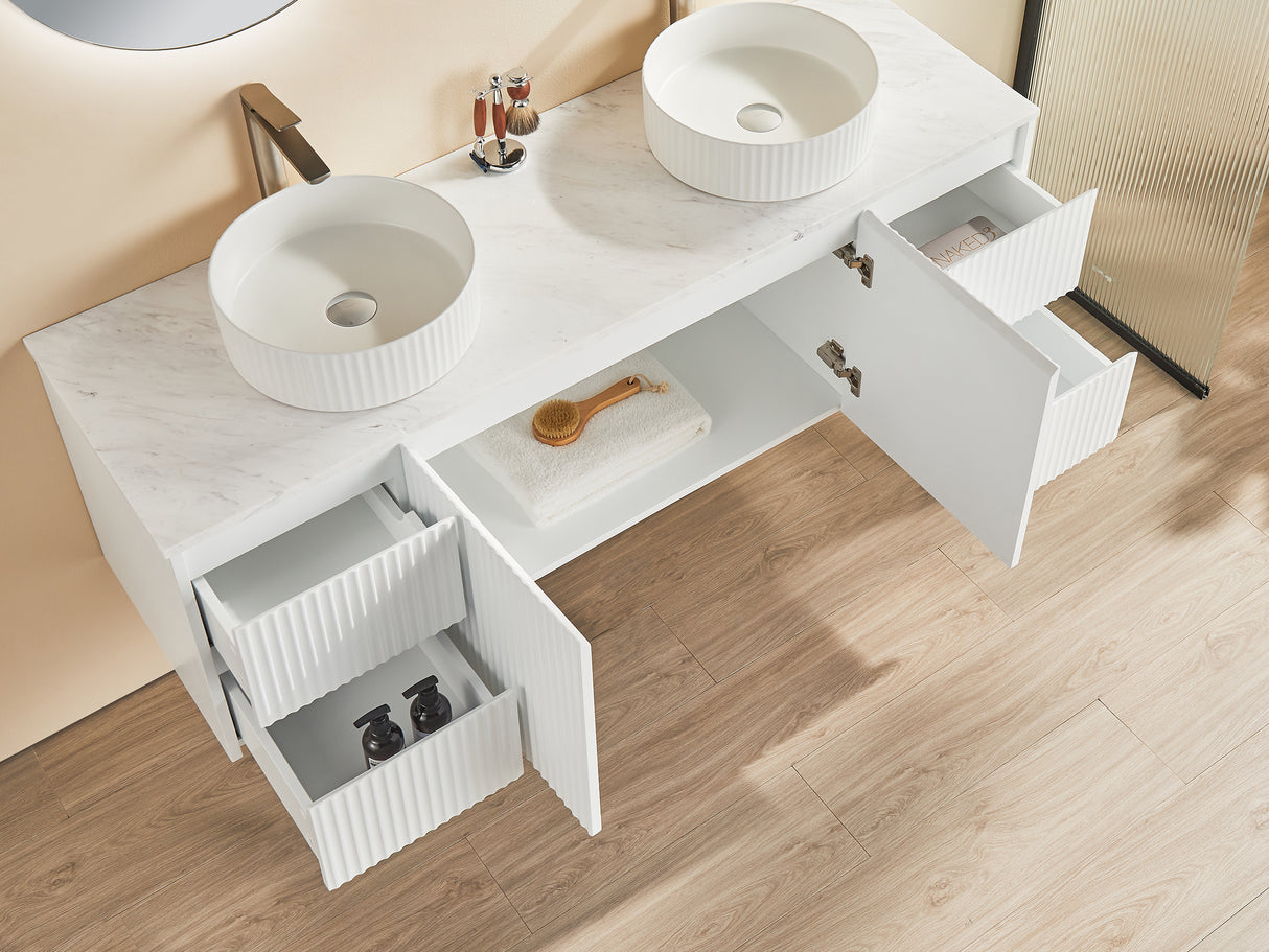 Brindabella Wall Hung PVC Cabinet 1500mm (Single/Double Bowl) (Matte White)