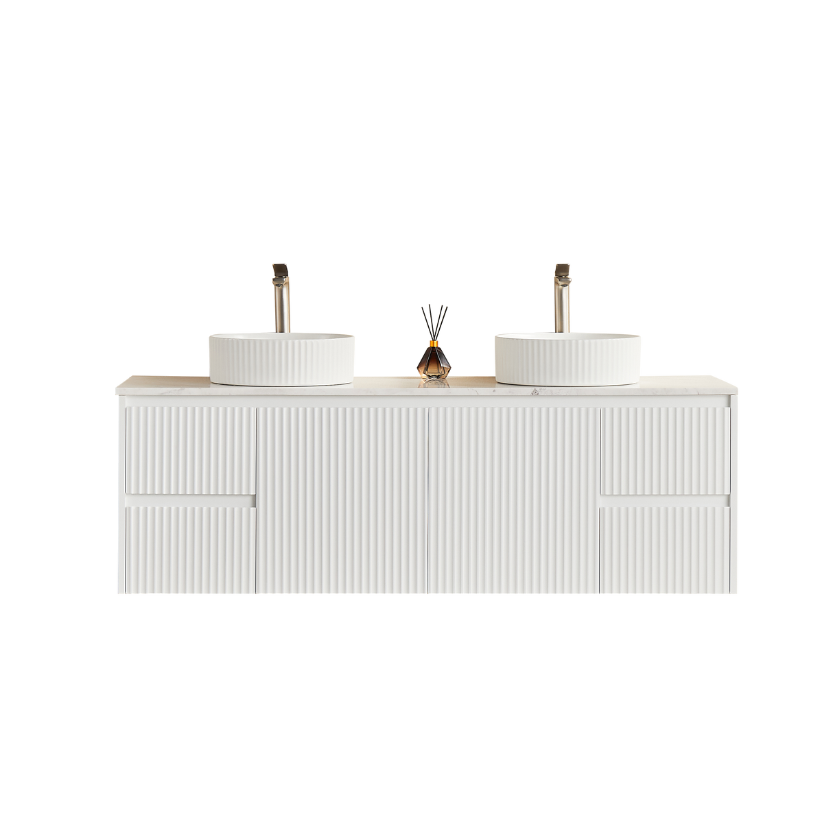 Brindabella Wall Hung PVC Cabinet 1500mm (Single/Double Bowl) (Matte White)