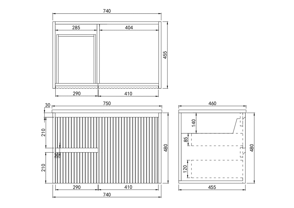 Brindabella Wall Hung PVC Cabinet 750mm (Matte Black)