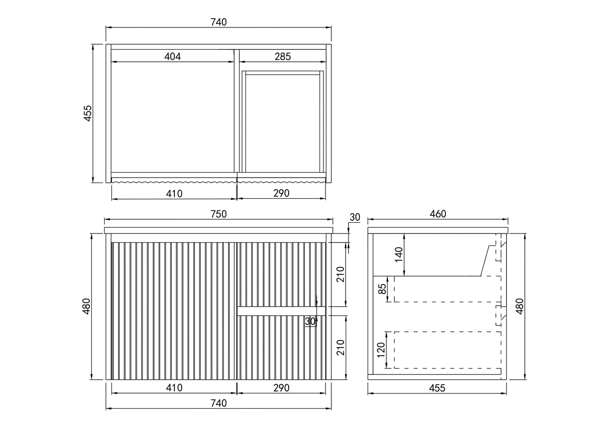 Brindabella Wall Hung PVC Cabinet 750mm (Matte Black)